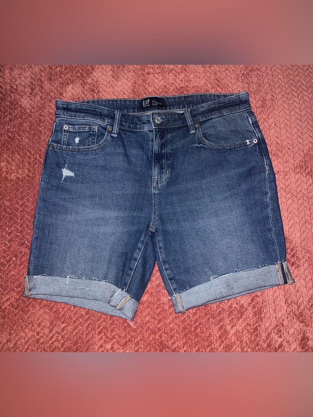 GAP Women’s Dark Blue Denim Roll-Cuff Shorts